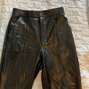Vegan leather split hem pants
